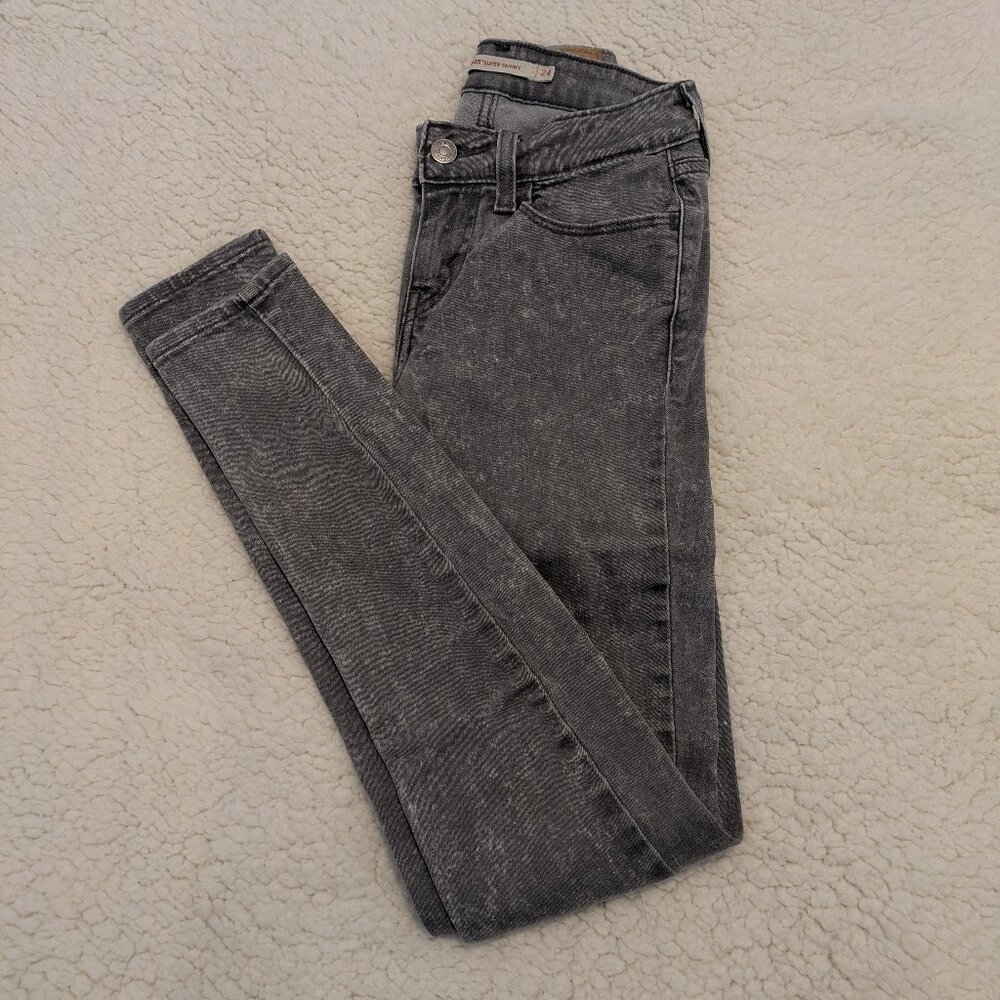 Levi's 535 Super Skinny Jeans 24 / 00 Gray Acid Wash - Like New